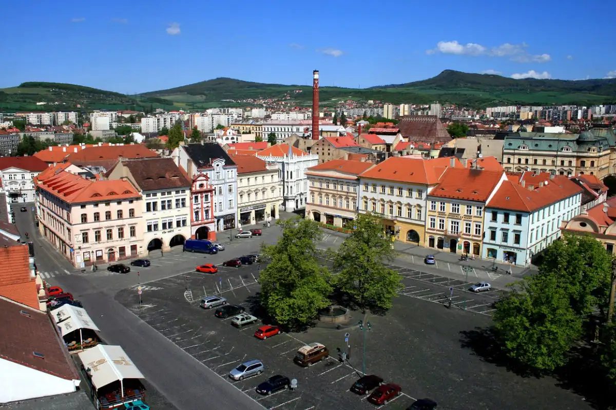 Mírové náměstí v Litoměřicích z výšky